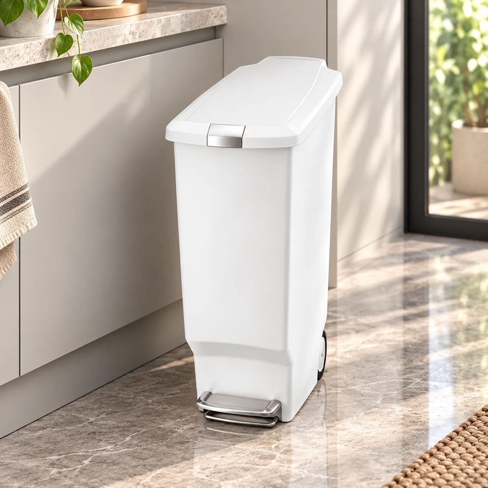 31001SIH0011_0 Slim Pedal Bin Simplehuman Plastic White CW1362 - Image 1