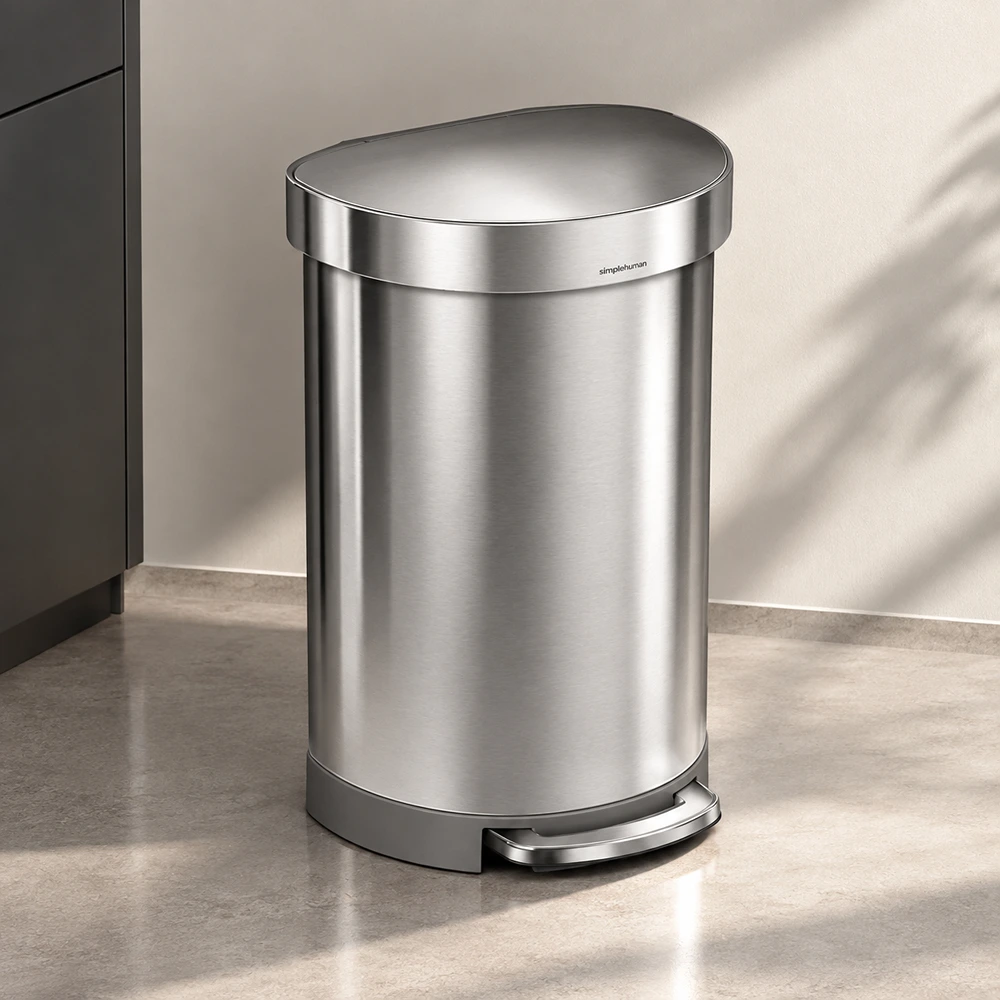 31001SIH0034_0 Semi Round Pedal Bin Simplehuman CW2030 Brushed - Image 1