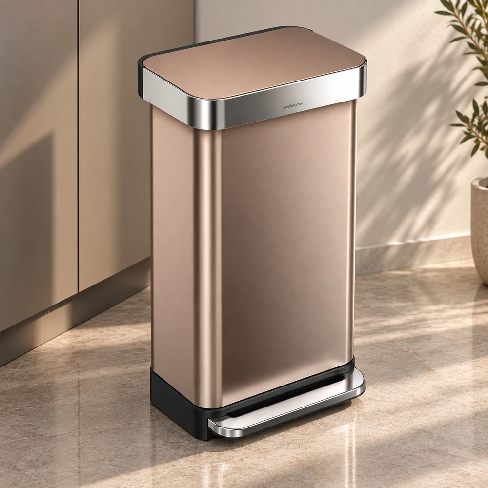 31001SIH0037_0 Rectangular Pedal Bin Simplehuman Rose Gold CW2034 - Image 1