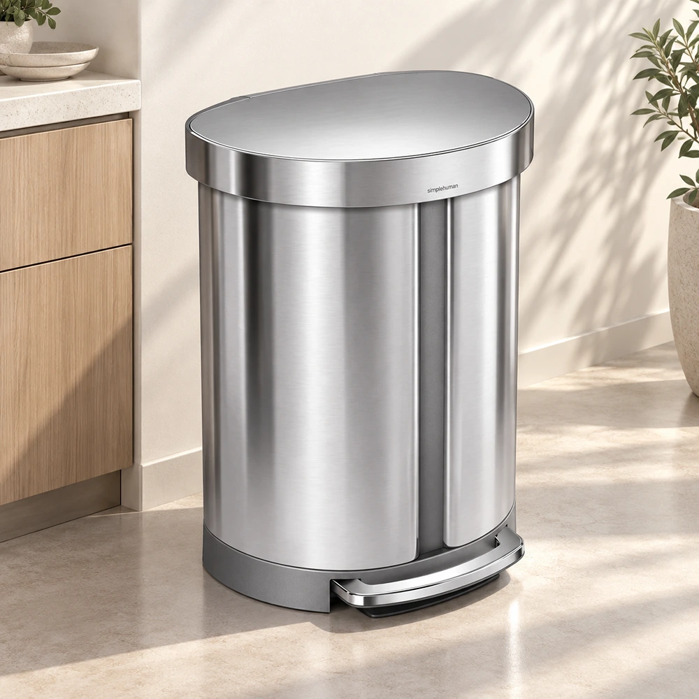 31001SIH0041_0 Dual Compartment Semi Rounde Pedal Bin Simplehuman - Image 1