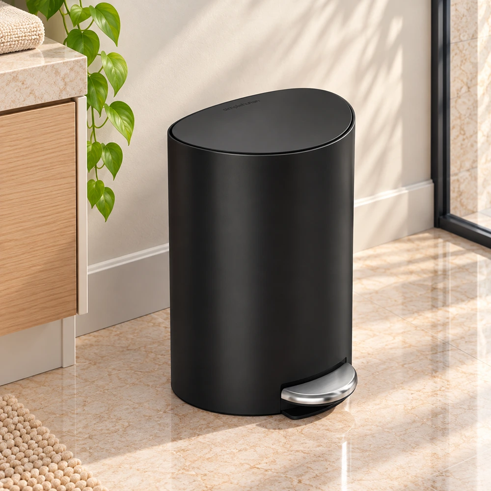 31001SIH0057_0 6L Semi Round Pedal Bin Simplehuman Black - Image 1