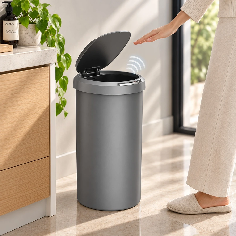 31001SIH0060_0 Semi Round Sensor Bin Simplehuman Grey Plastic - Image 1